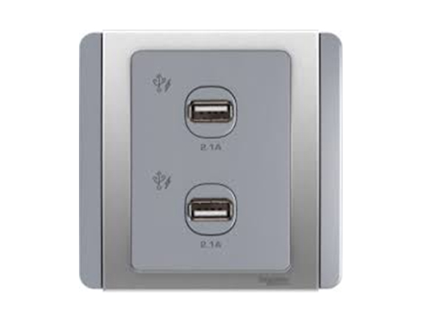 Bộ ổ cắm sạc USB đôi 2.1A màu xám