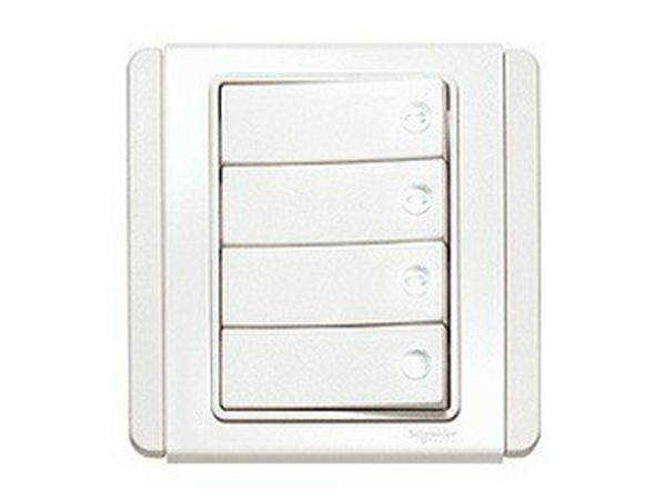 Công tắc bốn 2 chiều 10A Trắng Led